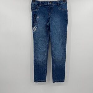 Disney Jumping Beans Jeans Girls 8 Blue Frozen Embroidered Elsa Limited Edition